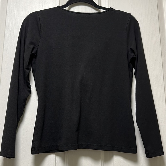 TALBOTS Faux Camisole Under Knotted Spandex Shirt Black Sz SP - Picture 3 of 7